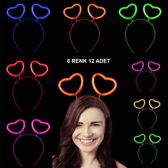 Glow Karanlıkta Yanan Fosforlu Kalp Taç 12 Adet Glow Karanlıkta Yanan Fosforlu Kalp Taç 12 Adet