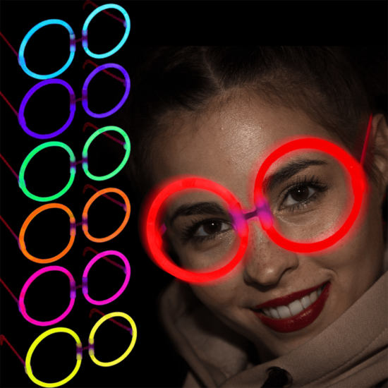 Glow Parti Gözlüğü Glow Partisi Yuvarlak Şekilli Fosforlu Gözlük 6 Adet Glow Parti Gözlüğü Glow Partisi Yuvarlak Şekilli Fosforlu Gözlük 6 Adet