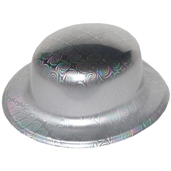 Gümüş Renk Hologramlı Plastik Yuvarlak Melon 27x24 cm Gümüş Renk Hologramlı Plastik Yuvarlak Melon 27x24 cm