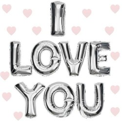 I Love You Folyo Bn Gümüş Renk 35 CM