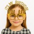İt&#39;s My Birthday Yazılı Taç ve Mum Şekilli Gözlük Seti Altın Renk
