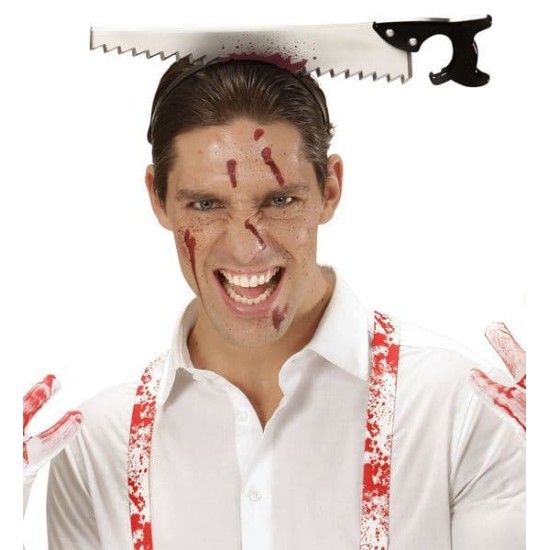 Kafaya Saplanmış Halloween Kanlı Testere Şaka Tacı Kafaya Saplanmış Halloween Kanlı Testere Şaka Tacı