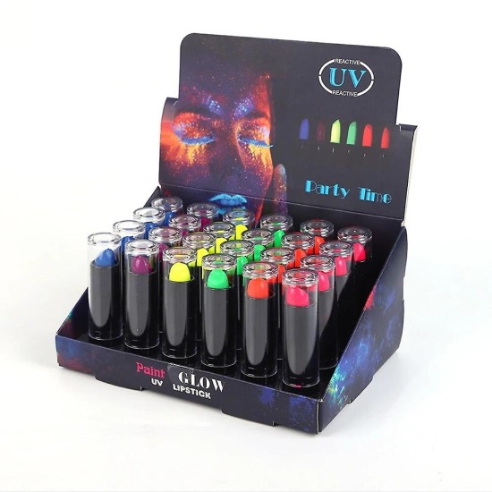 Karanlıkta Parlayan Yanan UV Neon Ruj Yüz Boyama 6 Adet 6 Renk Karanlıkta Parlayan Yanan UV Neon Ruj Yüz Boyama 6 Adet 6 Renk