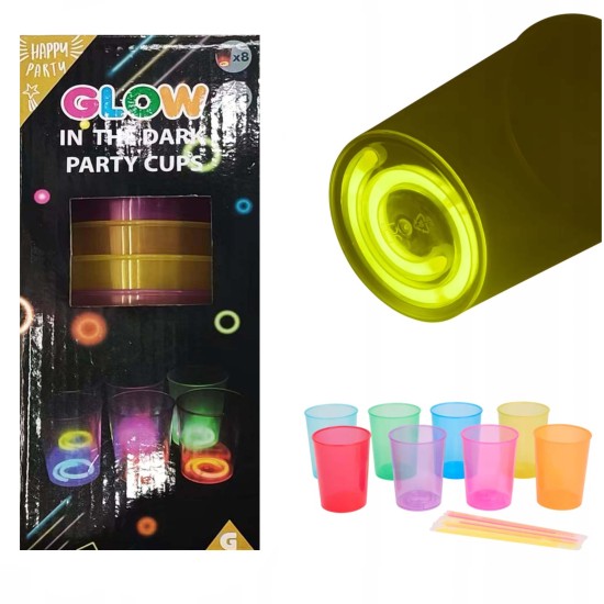 Karanlıkta Yanan Gece Işığı Mega Glow Bardaklar 8 Adet 8.5 x 10.5 cm Karanlıkta Yanan Gece Işığı Mega Glow Bardaklar 8 Adet 8.5 x 10.5 cm