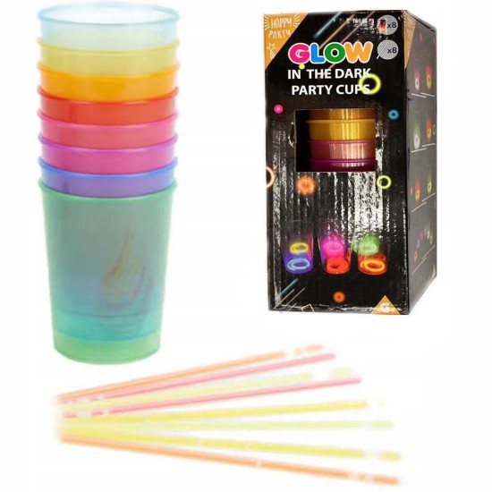 Karanlıkta Yanan Gece Işığı Mega Glow Bardaklar 8 Adet 8.5 x 10.5 cm Karanlıkta Yanan Gece Işığı Mega Glow Bardaklar 8 Adet 8.5 x 10.5 cm