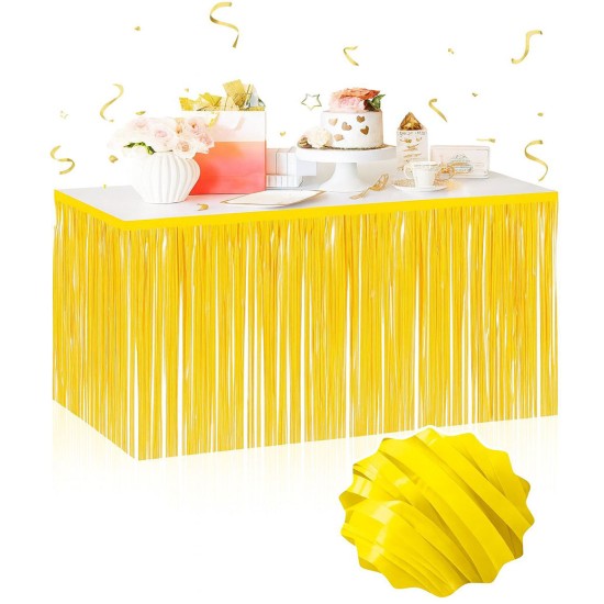 Kendinden Yapışkanlı Makaron Sarı Püsküllü Masa Eteği – 75 x 275 cm Parti Süslemesi Kendinden Yapışkanlı Makaron Sarı Püsküllü Masa Eteği – 75 x 275 cm Parti Süslemesi