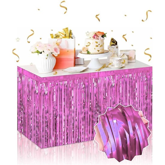 Kendinden Yapışkanlı Pembe Metalize Püsküllü Masa Eteği – 75 x 275 cm Parti Süslemesi Kendinden Yapışkanlı Pembe Metalize Püsküllü Masa Eteği – 75 x 275 cm Parti Süslemesi