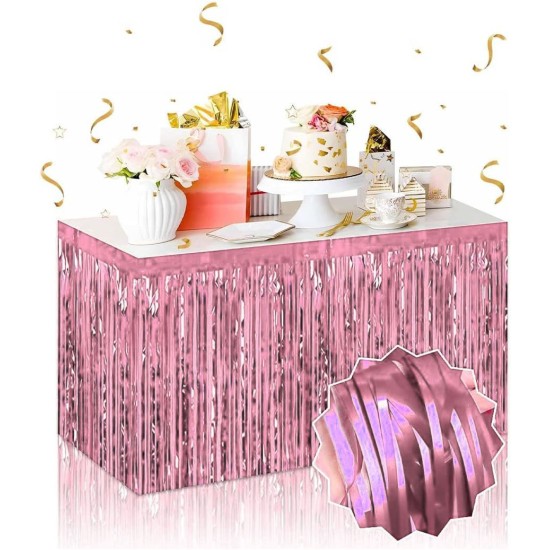 Kendinden Yapışkanlı Rose Gold Metalize Püsküllü Masa Eteği – 75 x 275 cm Parti Süslemesi Kendinden Yapışkanlı Rose Gold Metalize Püsküllü Masa Eteği – 75 x 275 cm Parti Süslemesi