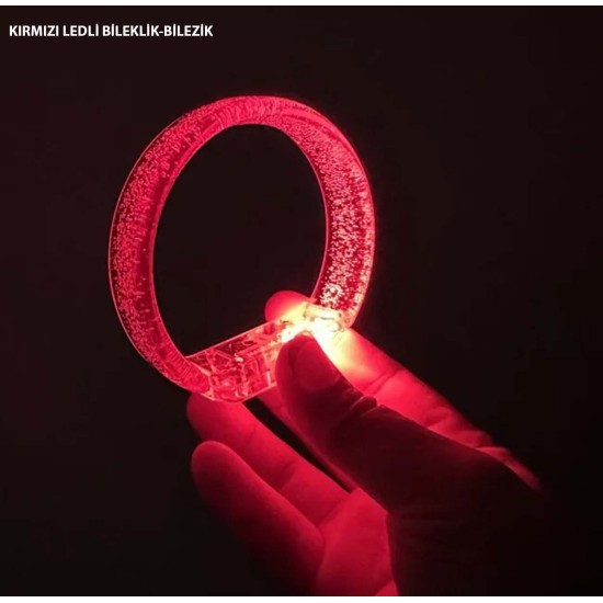 Kırmızı Led Işıklı Baskı Yapılabilen Pilli Bileklik Bilezik 1,5 cm Genişlik Kırmızı Led Işıklı Baskı Yapılabilen Pilli Bileklik Bilezik 1,5 cm Genişlik