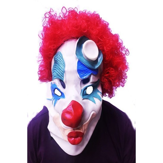 Kırmızı Renk Afro Bonus Peruklu Palyaço Lateks Et Maske Kırmızı Renk Afro Bonus Peruklu Palyaço Lateks Et Maske
