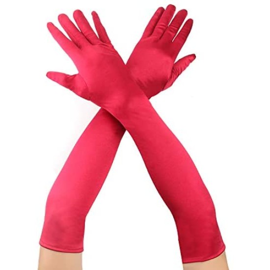 Kırmızı Renk Dirseğe Kadar Uzun Kumaş Eldiven 40 cm Kırmızı Renk Dirseğe Kadar Uzun Kumaş Eldiven 40 cm