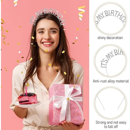 Kristal Taşlı Gümüş Renk İt's My Birthday Yazılı Doğum Günü Parti Tacı 14x16 cm Kristal Taşlı Gümüş Renk İt's My Birthday Yazılı Doğum Günü Parti Tacı 14x16 cm
