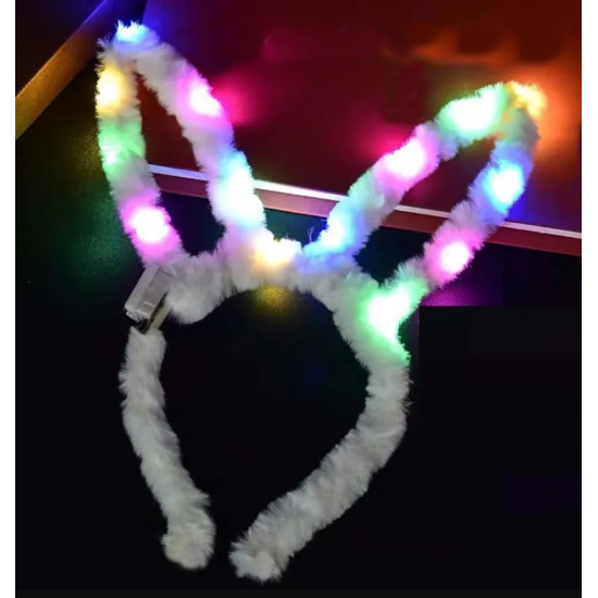 Led Işıklı Peluş Pofuduk Tavşan Kulak Tavşan Taç Beyaz 17X23 cm Led Işıklı Peluş Pofuduk Tavşan Kulak Tavşan Taç Beyaz 17X23 cm