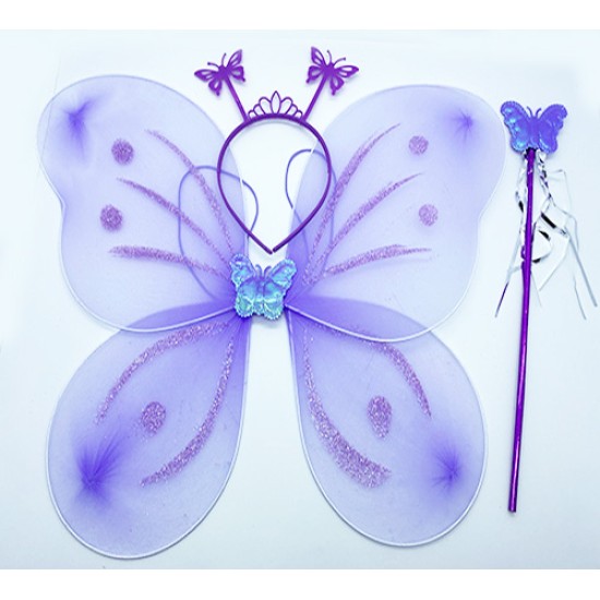 Lila Mor Kelebek Kız Seti – 50 cm Kelebek Kanadı, Taç ve Asa Lila Mor Kelebek Kız Seti – 50 cm Kelebek Kanadı, Taç ve Asa