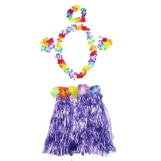 Luau ha Hawaii Kolye Etek Taç ve Bileklik Seti Mor Luau ha Hawaii Kolye Etek Taç ve Bileklik Seti Mor