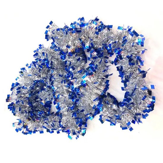 Mavi Gümüş Renk 4 cm Genişlik Garland Çift Renk Sim Süs 180 cm Mavi Gümüş Renk 4 cm Genişlik Garland Çift Renk Sim Süs 180 cm