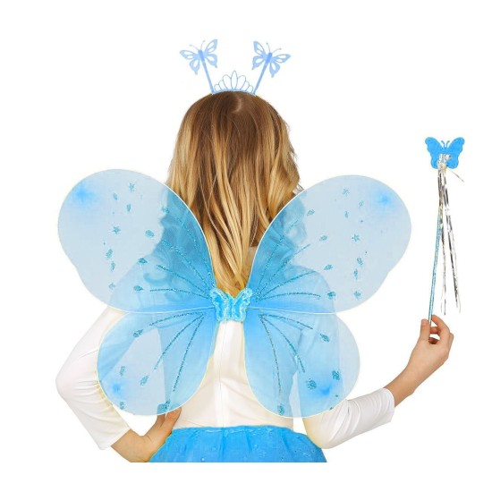 Mavi Kelebek Erkek-Kız Seti – 50 cm Kelebek Kanadı, Taç ve Asa Mavi Kelebek Erkek-Kız Seti – 50 cm Kelebek Kanadı, Taç ve Asa