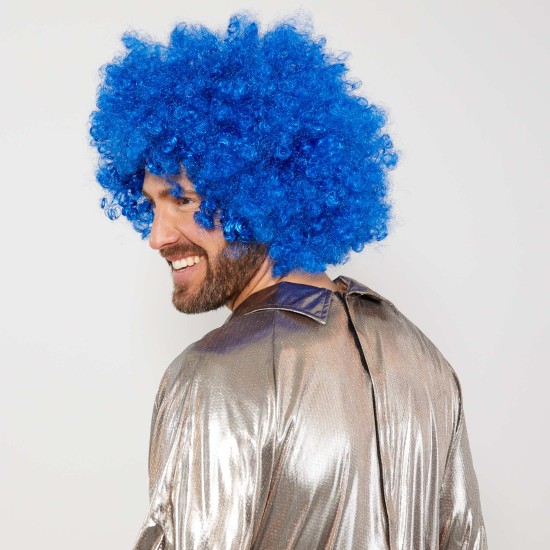 Mavi Renk Kıvırcık Afro Bonus Peruk Mavi Renk Kıvırcık Afro Bonus Peruk