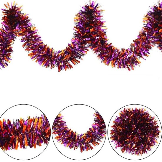 Mor Tcu Renk 4 cm Genişlik Garland Çift Renk Sim Süs 180 cm