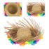 Naturel Renk Püsküllü Örme Hasır Hawaii Luau ha Şapka 13x36 cm