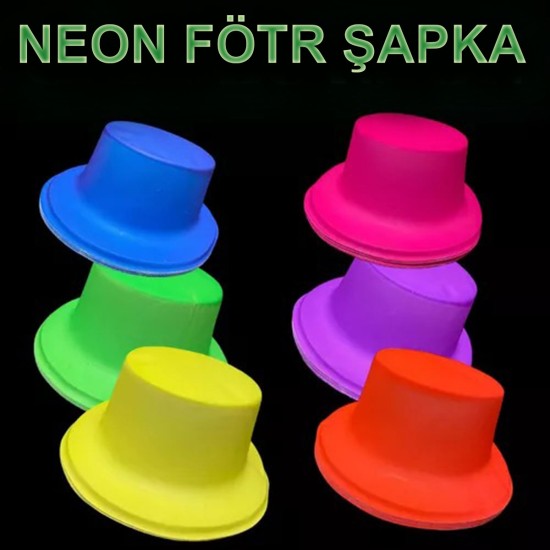 Neon Partisi Tcu Renk Plastik Fötr Şapka Neon Partisi Tcu Renk Plastik Fötr Şapka