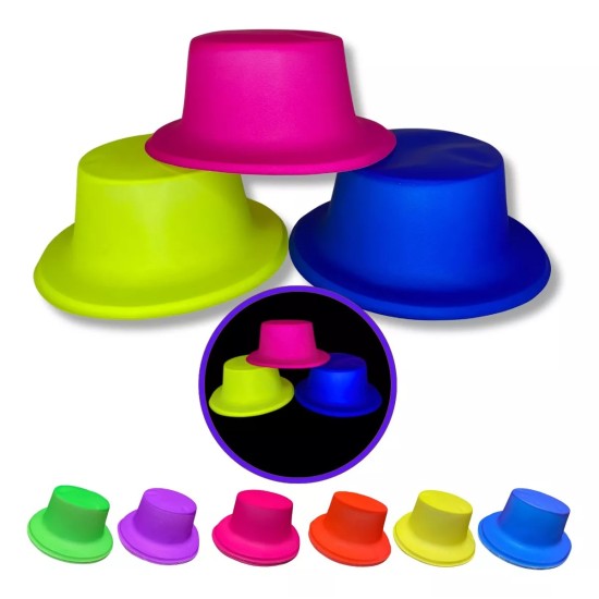 Neon Partisi Tcu Renk Plastik Fötr Şapka Neon Partisi Tcu Renk Plastik Fötr Şapka
