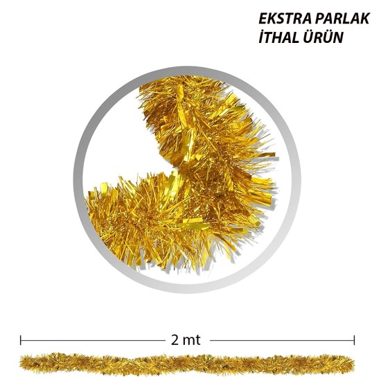 Parti İçin Sim Süs 2 Metre Uzunluk 8 cm Genişlik Altın Renk İthal Parti İçin Sim Süs 2 Metre Uzunluk 8 cm Genişlik Altın Renk İthal