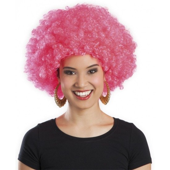 Pembe Renk Kıvırcık Afro Bonus Peruk Pembe Renk Kıvırcık Afro Bonus Peruk