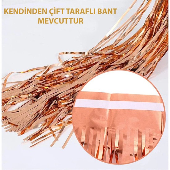 Rose Gold Püsküllü Kapı Perdesi - Parti, Bekarlığa Veda, Doğum Günü 1x2 m Rose Gold Püsküllü Kapı Perdesi - Parti, Bekarlığa Veda, Doğum Günü 1x2 m