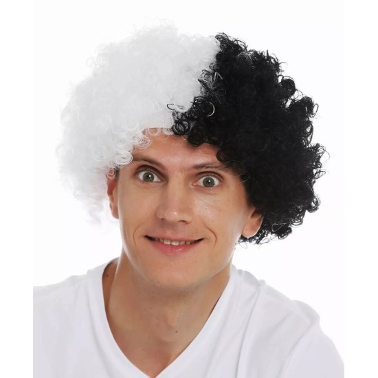 Siyah Beyaz Kıvırcık Afro Bonus Peruk Taraftar Bonus Saç Siyah Beyaz Kıvırcık Afro Bonus Peruk Taraftar Bonus Saç