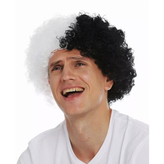 Siyah Beyaz Kıvırcık Afro Bonus Peruk Taraftar Bonus Saç Siyah Beyaz Kıvırcık Afro Bonus Peruk Taraftar Bonus Saç