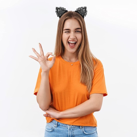 Dantelli Siyah Kedi Tacı - Vintage Tarz Dantel Kedi Kulak Dantelli Siyah Kedi Tacı - Vintage Tarz Dantel Kedi Kulak