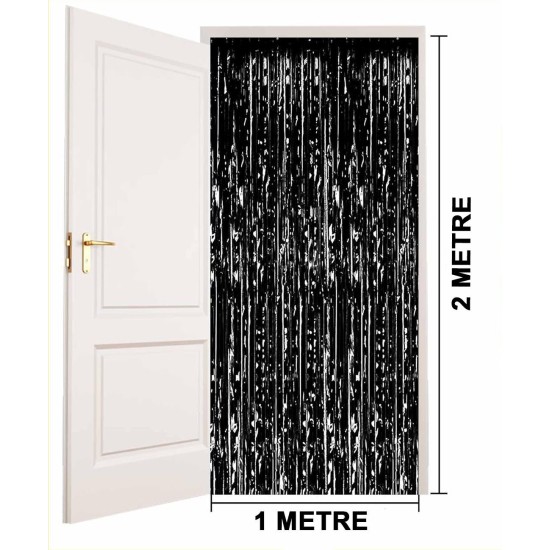 Siyah Renk Ekstra Metalize Parlak Saçaklı Arka Fon Perde İthal A Kalite 1x2 Metre Siyah Renk Ekstra Metalize Parlak Saçaklı Arka Fon Perde İthal A Kalite 1x2 Metre