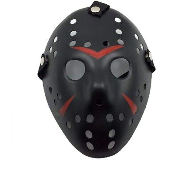Siyah Renk Kırmızı Çizgili Tam Yüz Hokey Jason Maskesi Hannibal Maskesi Siyah Renk Kırmızı Çizgili Tam Yüz Hokey Jason Maskesi Hannibal Maskesi