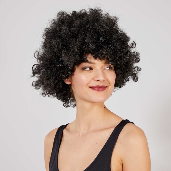 Siyah Renk Kıvırcık Afro Bonus Peruk Siyah Renk Kıvırcık Afro Bonus Peruk