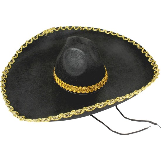 Sombrero Meksika Şapkası Mariachi Altın Şeritli Yetişkin Boy Sombrero Meksika Şapkası Mariachi Altın Şeritli Yetişkin Boy