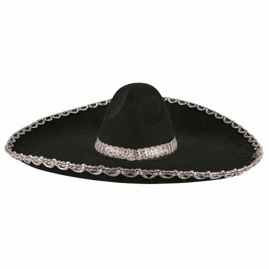 Sombrero Meksika Şapkası Mariachi Gümüş Şeritli Yetişkin Boy Sombrero Meksika Şapkası Mariachi Gümüş Şeritli Yetişkin Boy