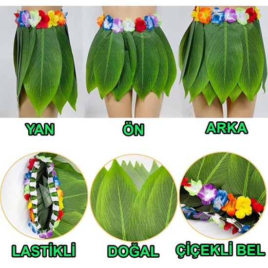 Tropikal Esintili Hawaii Yapraklı Parti Eteği Çocuk Boy Tropikal Esintili Hawaii Yapraklı Parti Eteği Çocuk Boy