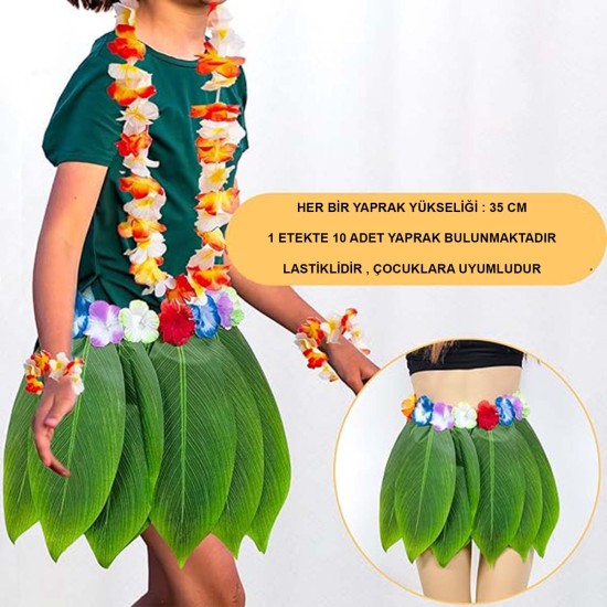 Tropikal Esintili Hawaii Yapraklı Parti Eteği Çocuk Boy Tropikal Esintili Hawaii Yapraklı Parti Eteği Çocuk Boy