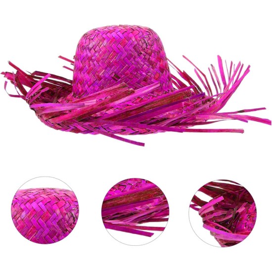 Tropikal Parti Pembe Fuşya Hasır Hawaii Şapkası 13x36 cm Tropikal Parti Pembe Fuşya Hasır Hawaii Şapkası 13x36 cm