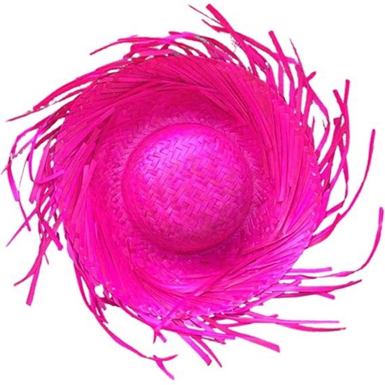 Tropikal Parti Pembe Fuşya Hasır Hawaii Şapkası 13x36 cm Tropikal Parti Pembe Fuşya Hasır Hawaii Şapkası 13x36 cm