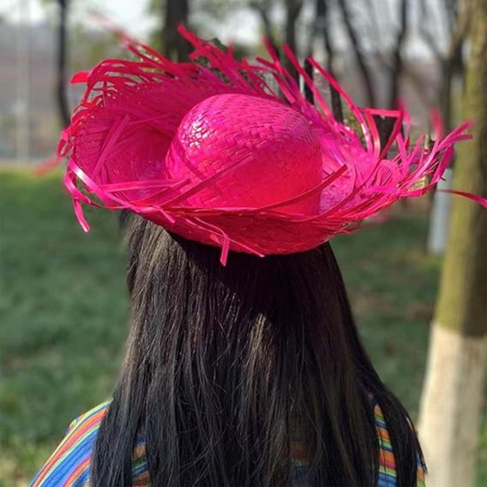 Tropikal Parti Pembe Fuşya Hasır Hawaii Şapkası 13x36 cm Tropikal Parti Pembe Fuşya Hasır Hawaii Şapkası 13x36 cm