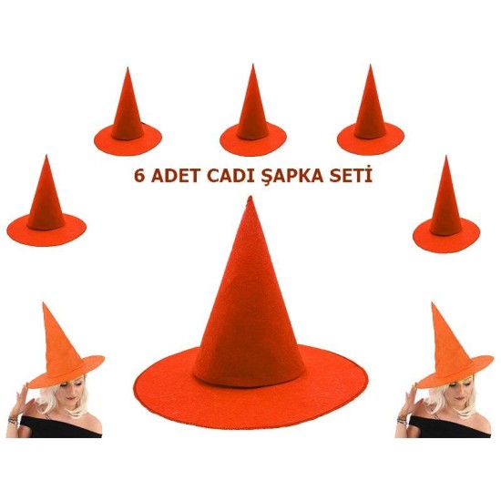 Tcu Renk Keçe Cadı Şapkası Yetişkin Çocuk Uyumlu 6 Adet Tcu Renk Keçe Cadı Şapkası Yetişkin Çocuk Uyumlu 6 Adet