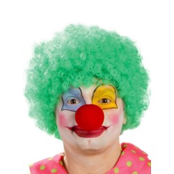 Yeşil Renk Kıvırcık Afro Bonus Peruk Takma Saç ve Kırmızı B Seti