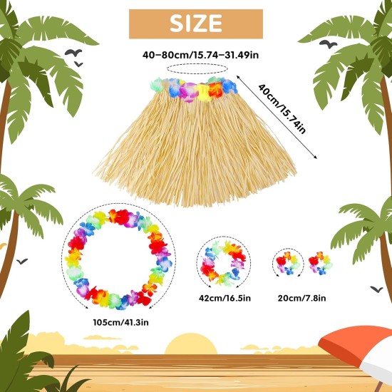 Yetişkin Çocuk Hawaii Parti Seti - 40 cm Naturel Etek + Çiçek Aksesuarlar (5 Parça) Yetişkin Çocuk Hawaii Parti Seti - 40 cm Naturel Etek + Çiçek Aksesuarlar (5 Parça)