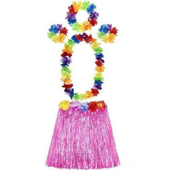 Yetişkin ve Çocuk Uyumlu Luau ha Hawaii Pembe Etek ve Renkli Kolye Taç 2 Adet Bileklik Seti Yetişkin ve Çocuk Uyumlu Luau ha Hawaii Pembe Etek ve Renkli Kolye Taç 2 Adet Bileklik Seti