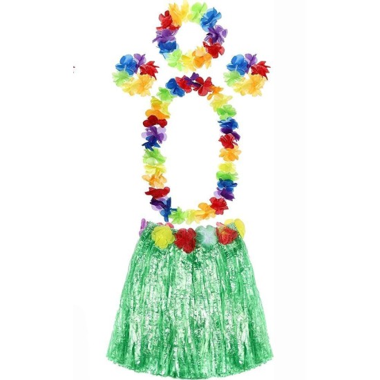 Yetişkin ve Çocuk Uyumlu Luau ha Hawaii Yeşil Etek ve Renkli Kolye Taç 2 Adet Bileklik Seti Yetişkin ve Çocuk Uyumlu Luau ha Hawaii Yeşil Etek ve Renkli Kolye Taç 2 Adet Bileklik Seti