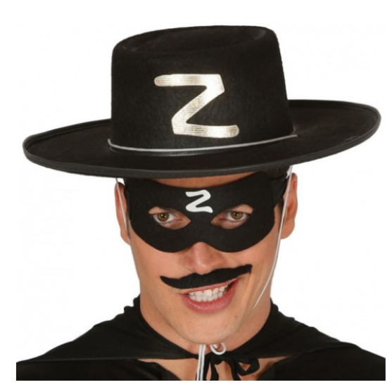 Z Logolu Yetişkin Zorro Şapkası ve Zorro Maskesi Z Logolu Yetişkin Zorro Şapkası ve Zorro Maskesi