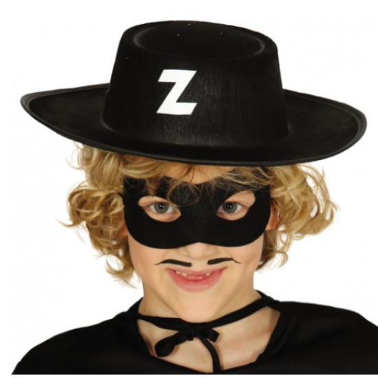 Z Logolu Zorro Şapkası ve Zorro Maskesi Çocuk Boy Z Logolu Zorro Şapkası ve Zorro Maskesi Çocuk Boy