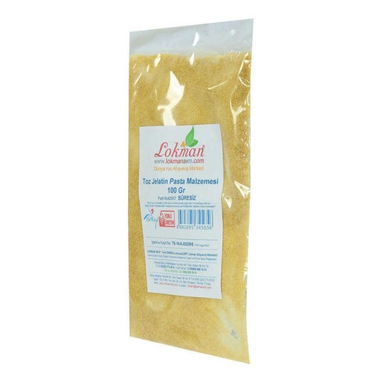 Jelatin Toz Öğütülmüş Pasta Malzemesi 100 Gr Paket Jelatin Toz Öğütülmüş Pasta Malzemesi 100 Gr Paket